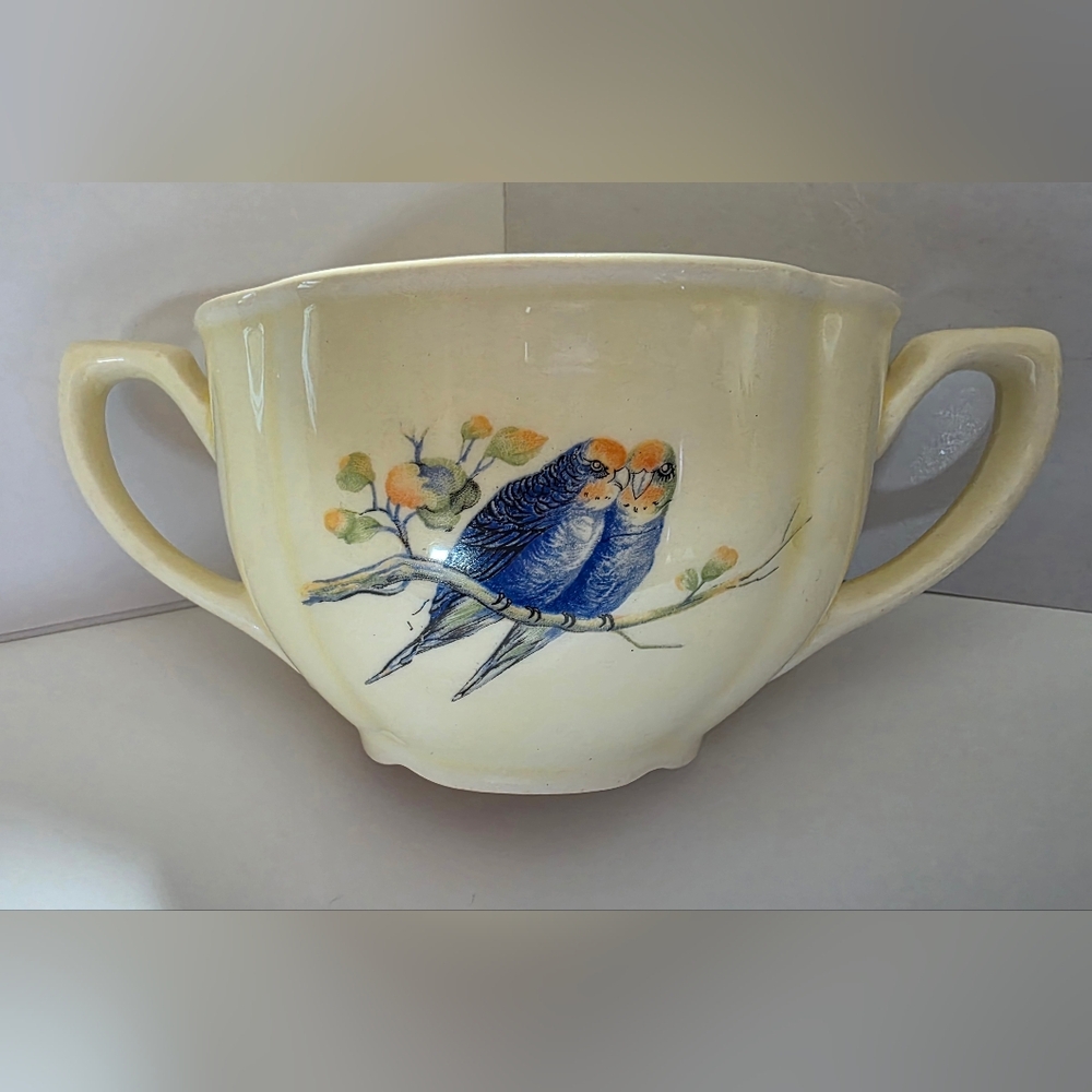Vintage Canons Pottery Co Sugar Bowl with two handles Bird Designs - Picture 4 of 6